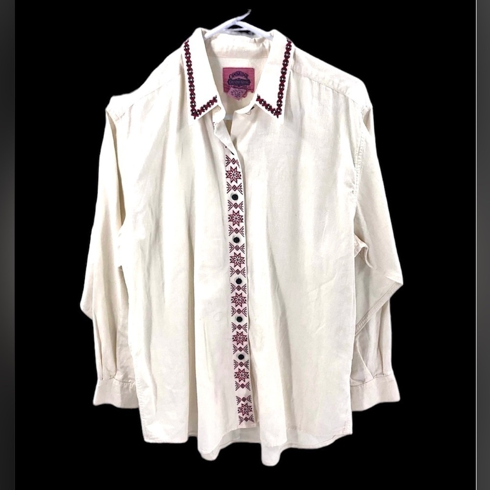Vintage Cambridge Country Western Shirt Womens Large Southwest Embroidered Rodeo